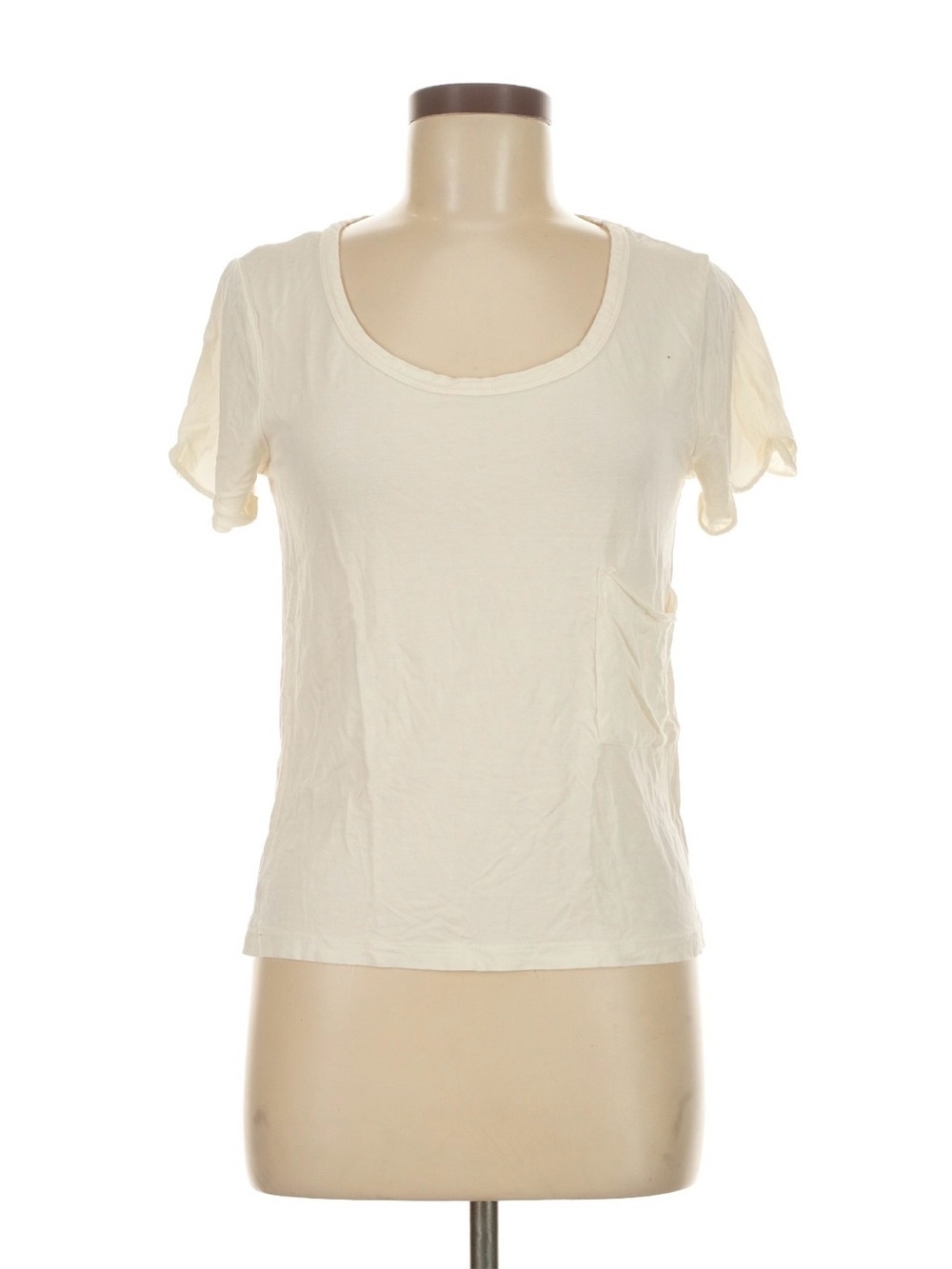 Anine Bing Ivory Scoop Neck Short Sleeve Tee